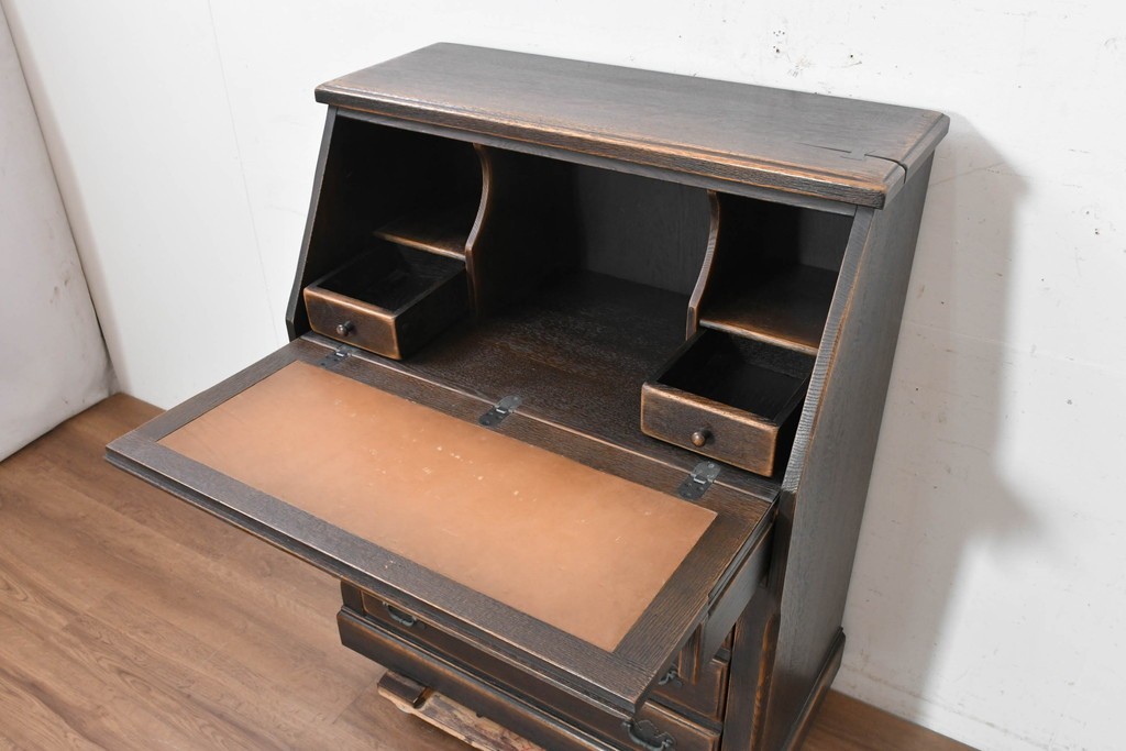 中古　美品　飛騨産業　キツツキ　プロヴィンシャルシリーズ　3面パネルの前扉と多彩な収納を備えたライティングビューロー　定価約54万円　(R-091863)