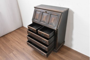 中古　美品　飛騨産業　キツツキ　プロヴィンシャルシリーズ　3面パネルの前扉と多彩な収納を備えたライティングビューロー　定価約54万円　(R-091863)