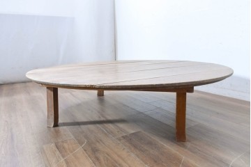 和製ヴィンテージ　特大サイズ!!　直径約130cm　折り畳み式の丸ちゃぶ台　(R-091866)