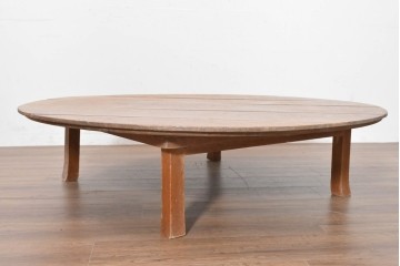 和製ヴィンテージ　特大サイズ!!　直径約130cm　折り畳み式の丸ちゃぶ台　(R-091866)