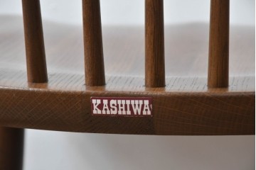 中古　柏木工(KASHIWA)　ナラ材　温かみある風合いのダイニングチェア2脚セット　(R-091888)