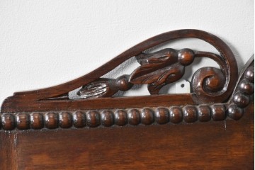 イギリスアンティーク　1900年から1920年頃　オーク材　ツイスト柱と繊細な彫刻が美しいウォールミラー　(R-091935)