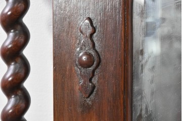 イギリスアンティーク　1900年から1920年頃　オーク材　ツイスト柱と繊細な彫刻が美しいウォールミラー　(R-091935)