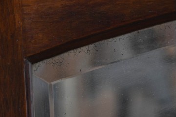 イギリスアンティーク　1900年から1920年頃　オーク材　ツイスト柱と繊細な彫刻が美しいウォールミラー　(R-091935)