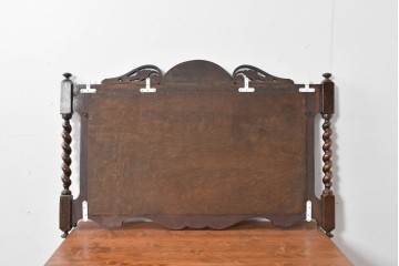 イギリスアンティーク　1900年から1920年頃　オーク材　ツイスト柱と繊細な彫刻が美しいウォールミラー　(R-091935)