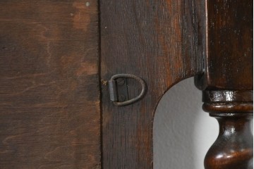 イギリスアンティーク　1900年から1920年頃　オーク材　ツイスト柱と繊細な彫刻が美しいウォールミラー　(R-091935)