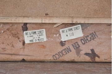 中古　メキシコ(フレーム)×アメリカ(鏡面)　アンティーク調　ゴールドカラーの装飾がゴージャスなウォールミラー　(R-091937)