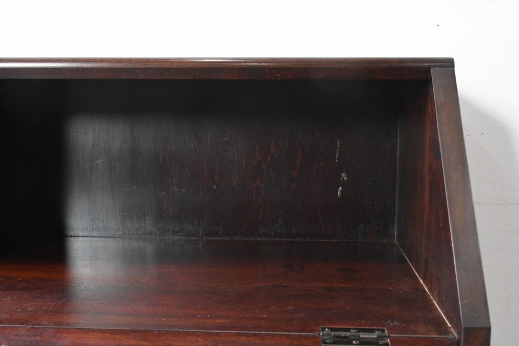中古　美品　松本民芸家具　T型　重厚なライティングビューロー　定価約55万円　(R-091943)
