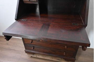 中古　美品　松本民芸家具　T型　重厚なライティングビューロー　定価約55万円　(R-091943)