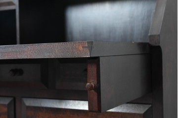 中古　美品　松本民芸家具　T型　重厚なライティングビューロー　定価約55万円　(R-091943)
