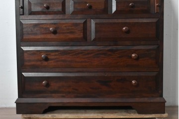 中古　美品　松本民芸家具　T型　重厚なライティングビューロー　定価約55万円　(R-091943)