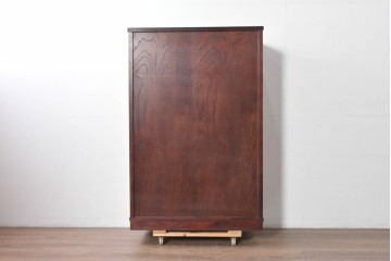 中古　美品　志太民芸家具　重厚な金具と美しい木目が目を引く格子茶箪笥　(R-091958)