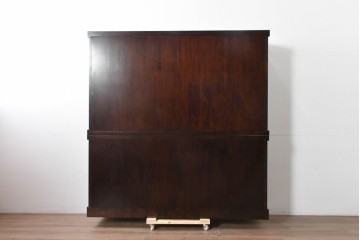 中古　超美品　星野民芸(星野民藝)　御所車と縦格子の引き戸が特徴の重厚な高山式食器棚　(R-091961)
