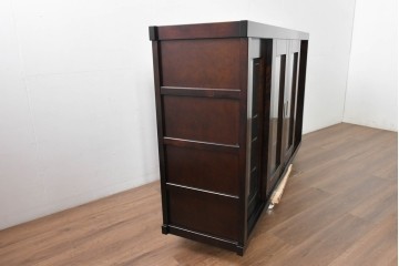 中古　超美品　星野民芸(星野民藝)　水屋箪笥上段　御所車を備えたガラス引き戸のサイドボード　(R-091962)