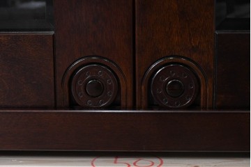 中古　超美品　星野民芸(星野民藝)　水屋箪笥上段　御所車を備えたガラス引き戸のサイドボード　(R-091962)