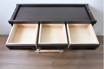中古　超美品　星野民芸(星野民藝)　水屋箪笥下段　御所車と縦格子の引き戸を備えた重厚なサイドボード　(R-091966)