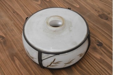 《引っ掛けシーリング式ペンダントライト加工費込み》　和製アンティーク　昭和初期から昭和中期　鳥と竹の図柄が風情ある吊り下げ照明　(R-091995)