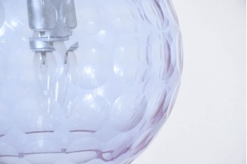 《引っ掛けシーリング式ペンダントライト加工費込み》　和製ヴィンテージ　レトロなカットガラスのペンダントライト　(R-092002)