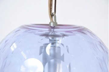 《引っ掛けシーリング式ペンダントライト加工費込み》　和製ヴィンテージ　レトロなカットガラスのペンダントライト　(R-092003)