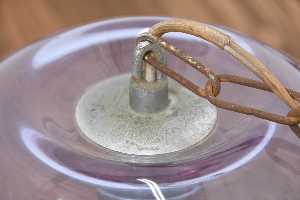 《引っ掛けシーリング式ペンダントライト加工費込み》　和製ヴィンテージ　レトロなカットガラスのペンダントライト　(R-092003)