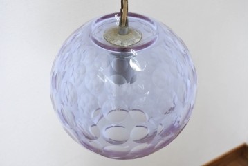《引っ掛けシーリング式ペンダントライト加工費込み》　和製ヴィンテージ　レトロなカットガラスのペンダントライト　(R-092004)