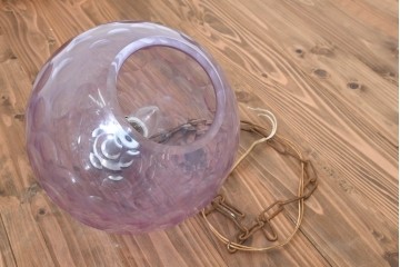 《引っ掛けシーリング式ペンダントライト加工費込み》　和製ヴィンテージ　レトロなカットガラスのペンダントライト　(R-092004)