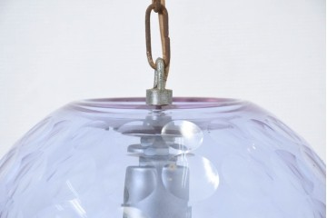 《引っ掛けシーリング式ペンダントライト加工費込み》　和製ヴィンテージ　レトロなカットガラスのペンダントライト　(R-092005)