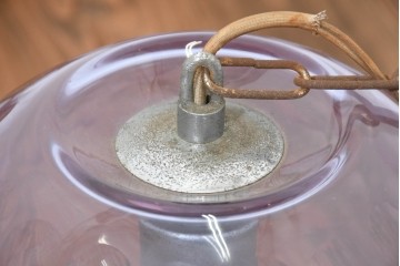 《引っ掛けシーリング式ペンダントライト加工費込み》　和製ヴィンテージ　レトロなカットガラスのペンダントライト　(R-092005)