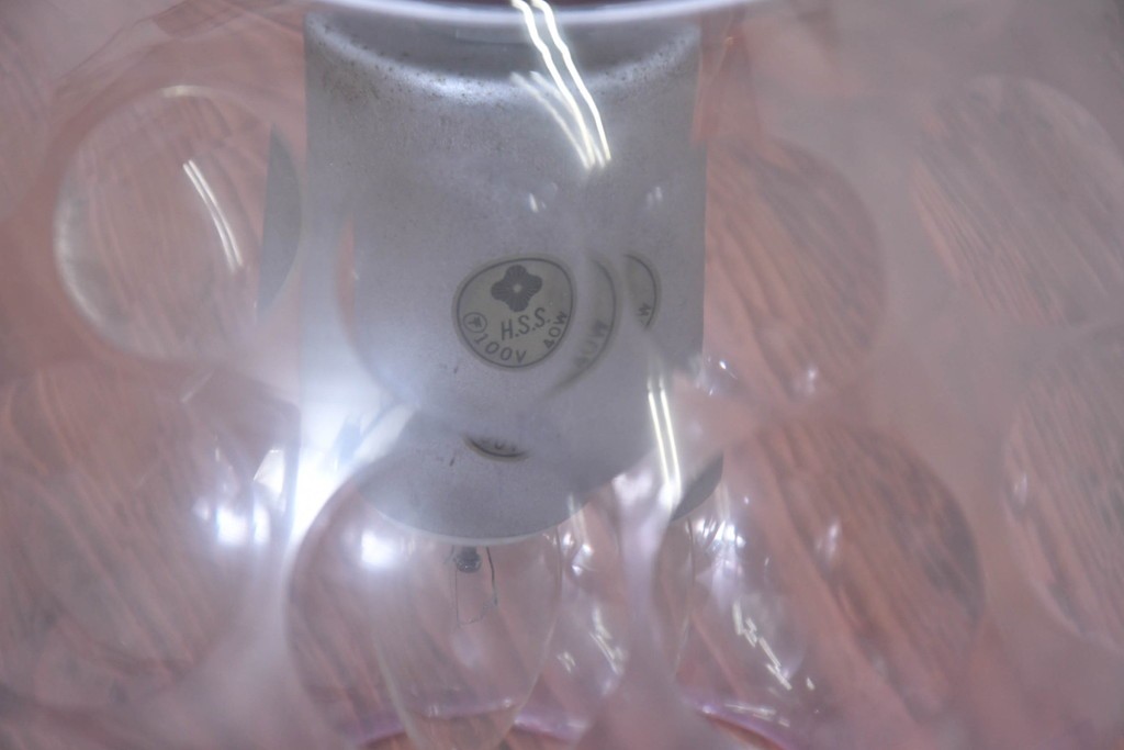 《引っ掛けシーリング式ペンダントライト加工費込み》　和製ヴィンテージ　レトロなカットガラスのペンダントライト　(R-092005)