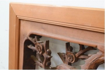 ヴィンテージ建具　井波彫刻　晴雲作　躍動感のある梅の花と竹が美しい両面彫刻欄間　(R-092394)