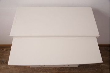 キャビネットをリペア&カスタム!背面板で上下段の継ぎ目をカバー。背面までアンティークホワイトでペイント仕上げ。(収納棚、戸棚)