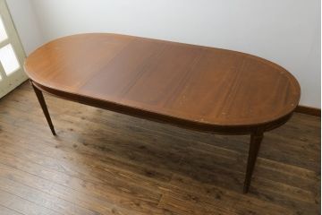 中古　DREXEL HERITAGE(ドレクセルヘリテイジ)　Triune(トライユン)　品のある佇まいが魅力のダイニングテーブル(エクステンションテーブル、食卓、4人掛け、6人掛け、8人掛け)(S-075299)