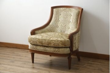 中古　美品!!　DREXEL HERITAGE(ドレクセルヘリテイジ)　Upholstery(アップホルスタリー)　エレガントな佇まいが魅力的な1人掛けソファ(1Pソファ、アームソファ、アームチェア、ラウンジチェア、サロンチェア、イージーチェア)(S-079078)