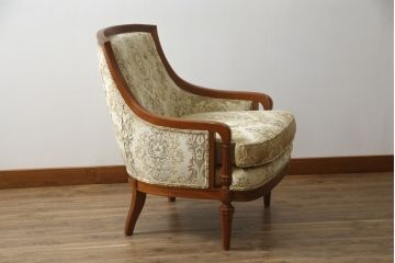 中古　美品!!　DREXEL HERITAGE(ドレクセルヘリテイジ)　Upholstery(アップホルスタリー)　エレガントな佇まいが魅力的な1人掛けソファ(1Pソファ、アームソファ、アームチェア、ラウンジチェア、サロンチェア、イージーチェア)(S-079078)