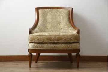 中古　美品!!　DREXEL HERITAGE(ドレクセルヘリテイジ)　Upholstery(アップホルスタリー)　エレガントな佇まいが魅力的な1人掛けソファ(1Pソファ、アームソファ、アームチェア、ラウンジチェア、サロンチェア、イージーチェア)(S-079079)