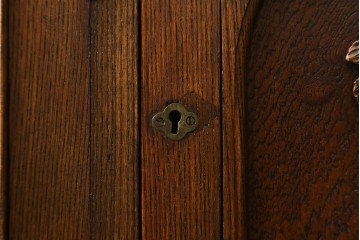 和製アンティーク　昭和初期　凝った作りの最高級品!!　三方欅(ケヤキ)材　シャッター扉(蛇腹)を備えた大正ロマン薫るキャビネット　(S-090514)