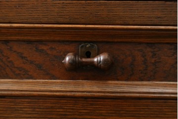 和製アンティーク　昭和初期　凝った作りの最高級品!!　三方欅(ケヤキ)材　シャッター扉(蛇腹)を備えた大正ロマン薫るキャビネット　(S-090514)