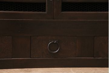 近江水屋箪笥の上段の見た目を変えずに綺麗にリペア!天板の補強。引き出し底板の張り替え。現状に近しい色味に着色し、ワックス仕上げ。(収納棚、食器棚、サイドボード、キャビネット)