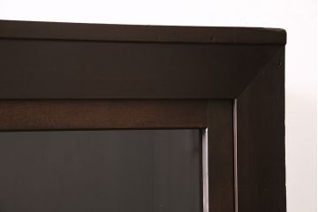 五尺収納箪笥キャビネットをリペア&カスタム!戸板をゆらゆらガラスへ変更。引き手を取り付け。可動式の棚板を設置。濃い茶色で着色し仕上げ。(水屋箪笥、収納棚、戸棚、キャビネット)