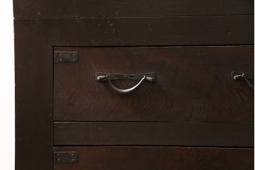 五尺収納箪笥キャビネットをリペア&カスタム!戸板をゆらゆらガラスへ変更。引き手を取り付け。可動式の棚板を設置。濃い茶色で着色し仕上げ。(水屋箪笥、収納棚、戸棚、キャビネット)