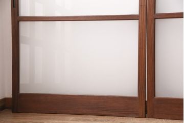 昭和中期のガラス戸4枚をリペア&カスタム!戸車を取り付け。すりガラスへ入れ替え。クリアワックス仕上げ。(引き戸、建具)