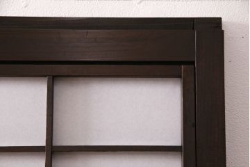 昭和初期の格子戸4枚をリペア&カスタム!クリアガラスを結霜ガラスへ入れ替え。障子の張り替え。濃い茶色で着色し仕上げ。(引き戸、建具)