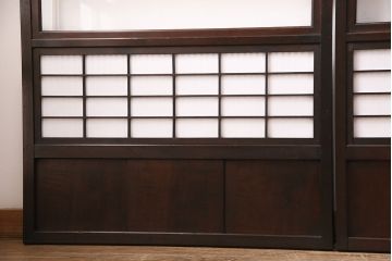 大正期の格子戸4枚をリペア&カスタム!設置場所に合わせてリサイズ。引き手を取り付け。裏障子の張り替え。現状に近しい色味に着色し仕上げ。(引き戸、建具)