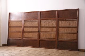 新潟産の板戸4枚をリペア&カスタム!鴨居敷居に溝加工を施し、現状に近しい色味に着色し仕上げ。(引き戸、建具)