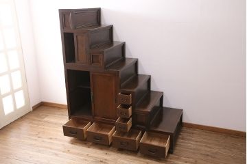 明治期の重ね箪笥をリペア&カスタム!取り外し可能な棚板を新たに製作。1トーン落ち着いた色味に着色し仕上げ。(収納棚、時代箪笥、引き出し)