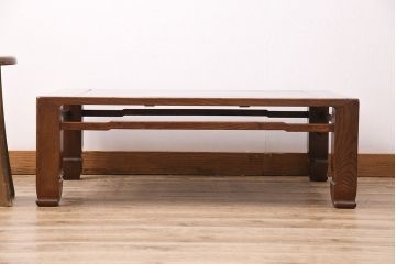 昭和初期の座卓の見た目を変えずに綺麗にリペア!輪染み、傷の補修。赤味がかった茶色で着色し仕上げ。(ローテーブル)