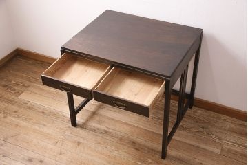 昭和初期の平机の見た目を変えずに綺麗にリペア!可動部の調整。傷補修。現状に近しい色味に着色し仕上げ。(ワークデスク、在宅ワーク)
