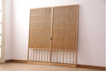 昭和中期の簾戸2枚をリペア&カスタム!設置場所に合わせてリサイズ。クリアワックス仕上げ。(建具、簀戸、葭戸、夏障子、すど、葦戸)