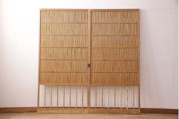 昭和中期の簾戸2枚をリペア&カスタム!設置場所に合わせてリサイズ。クリアワックス仕上げ。(建具、簀戸、葭戸、夏障子、すど、葦戸)
