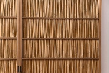 昭和中期の簾戸2枚をリペア&カスタム!設置場所に合わせてリサイズ。クリアワックス仕上げ。(建具、簀戸、葭戸、夏障子、すど、葦戸)